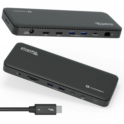 Plugable Thunderbolt 4 Dock for 4K Dual Monitors or Single 8K, 100W Laptop Charging Main Picture