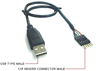 FrontX USB Cable 1ft - Type A M to 1x5 M Main Picture